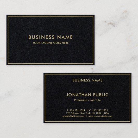 Premium Black Sjabloon Luxe Elegant Modern Gold Visitekaartje (Voorkant / Achterkant)