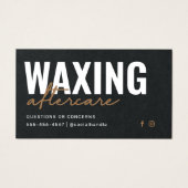 Premium Black Waxing Aftercare Kaart Hair Removal (Voorkant)