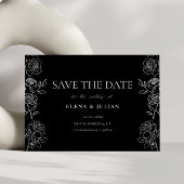 Premium Black & White French Roses Wedding Save The Date