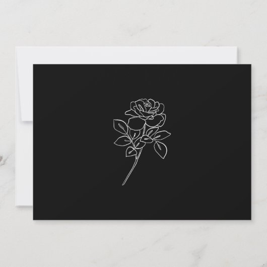 Premium Black & White French Roses Wedding Save The Date (Achterkant)