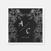 Premium Black & White French Roses Wedding Servet (Voorkant)