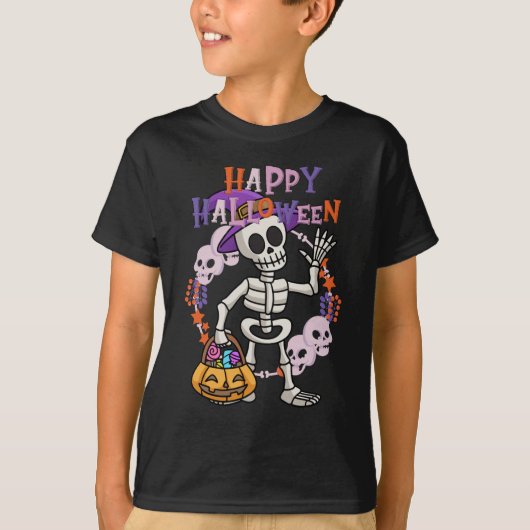 Premium Black Youth T-shirt - Halloween plezier vo (Voorkant)