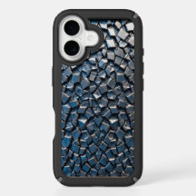 Premium Blau Mozaïekpatroon iPhone 16 Hoesje 