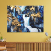 Premium Blauw & Wit Waterval Scenery Paint Art Canvas Afdruk (Insitu (Woonkamer))