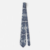 Premium blauwe en witte diamanten paisley das (Voorkant)