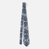 Premium blauwe en witte diamanten paisley das (Achterkant)