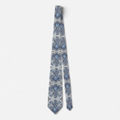 Premium blauwe en witte diamanten paisley das (Voorkant)