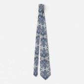 Premium blauwe en witte diamanten paisley das (Achterkant)