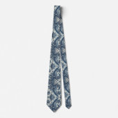 Premium blauwe en witte paisley das (Voorkant)