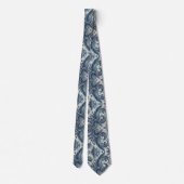 Premium blauwe en witte paisley das (Achterkant)