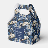 Premium Blauwe Witte Bloemen Aangepaste Naam Favor Bedankdoosjes (Achterkant)