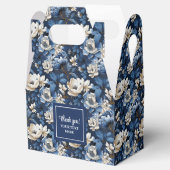 Premium Blauwe Witte Bloemen Aangepaste Naam Favor Bedankdoosjes (Geopend)