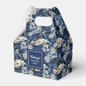 Premium Blauwe Witte Bloemen Aangepaste Naam Favor Bedankdoosjes (Voorkant Zijde)