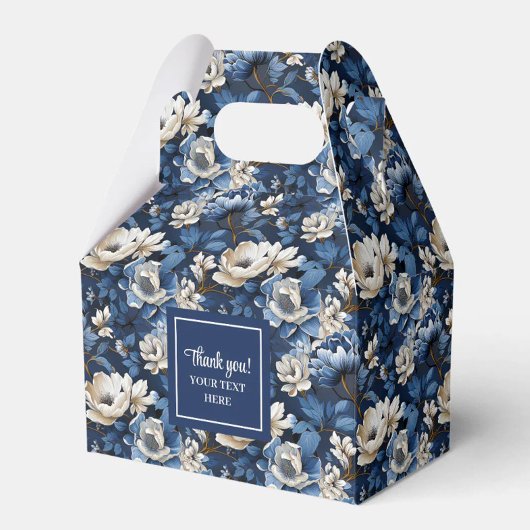Premium Blauwe Witte Bloemen Aangepaste Naam Favor Bedankdoosjes