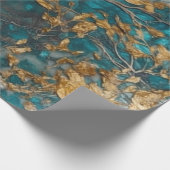 Premium Blauwgroen en Gold Acrylzuur naadloos Cadeaupapier (Hoek)