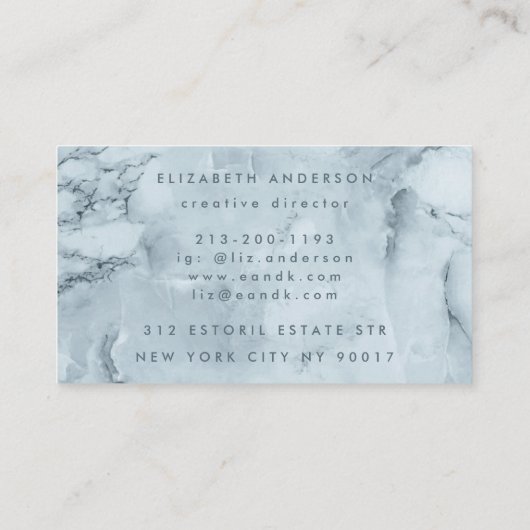 Premium Blue IceBerg Ultra Modern Bold Monogram Visitekaartje (Achterkant)