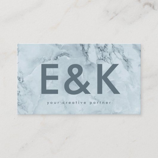 Premium Blue IceBerg Ultra Modern Bold Monogram Visitekaartje (Voorkant)