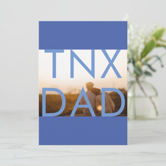 Premium Blue Minimalism Vaderdag Multi Photo Bedankkaart (Staand voorkant)