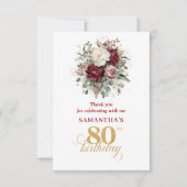 Premium Blush Burgundy 80e Verjaardag Bedankt (Voorkant)