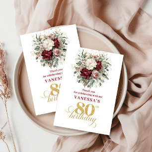 Premium Blush Burgundy 80e Verjaardag Bedankt