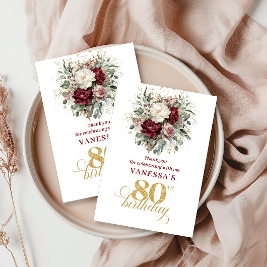 Premium Blush Burgundy 80e Verjaardag Bedankt