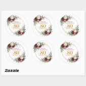 Premium Blush Burgundy 80ste Verjaardag Stickers (Vel)