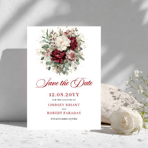 Premium Blush Burgundy Bloemen Save The Date