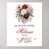 Premium Blush Burgundy Countdown Bord Poster (Voorkant)