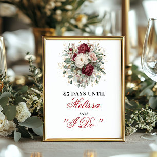 Premium Blush Burgundy Countdown Bord Poster