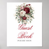 Premium Blush Burgundy Gastboek Poster Bord (Voorkant)