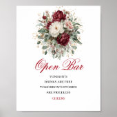 Premium Blush Burgundy Open Bar Trouwbord Poster (Voorkant)