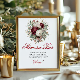 Premium Boho Mimosa Bar Bloemen Blozend Burgundy B Poster