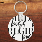 Premium boss Girl | Moderne ultrazwarte tekst Sleutelhanger (Voorkant)