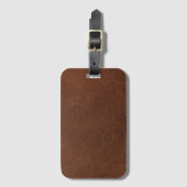 Premium Bruin Leren Patroon Reis Bagage Label (Voorkant (verticaal))