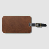 Premium Bruin Leren Patroon Reis Bagage Label (Voorkant (horizontaal))