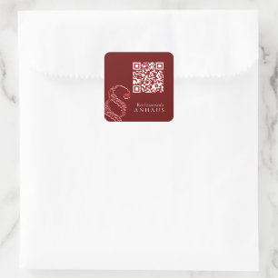 Premium Bruine Witte QR code Zakelijke visitekaart Vierkante Sticker