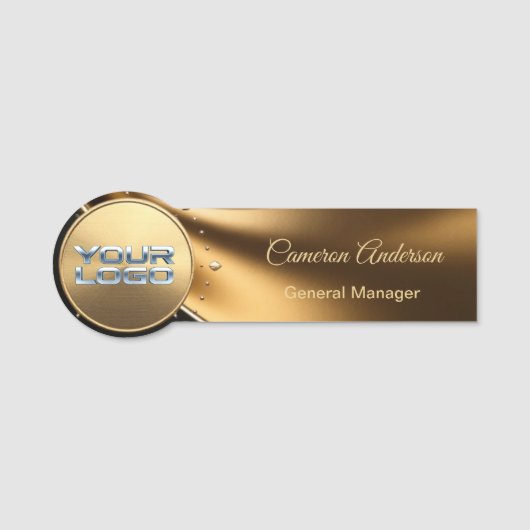 Premium Brushed Gold Metal Name Tag (Voorkant)