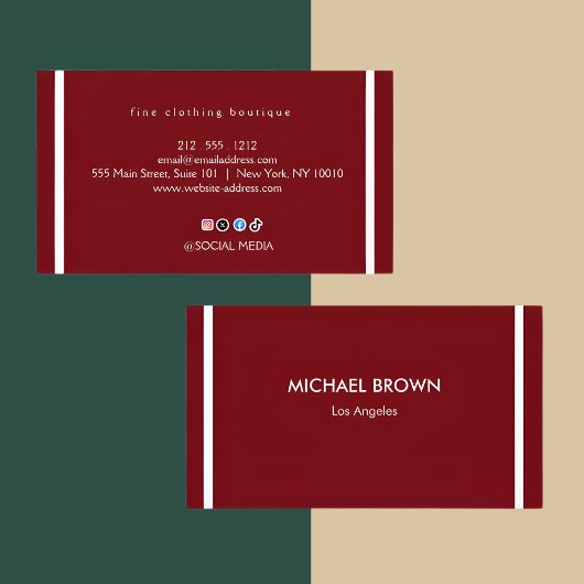 Premium Burgundy Gold Business Card Set Visitekaartje