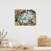 Premium Canvas Mat dof Strand Zeeglas Drijfhout Poster (Keuken)