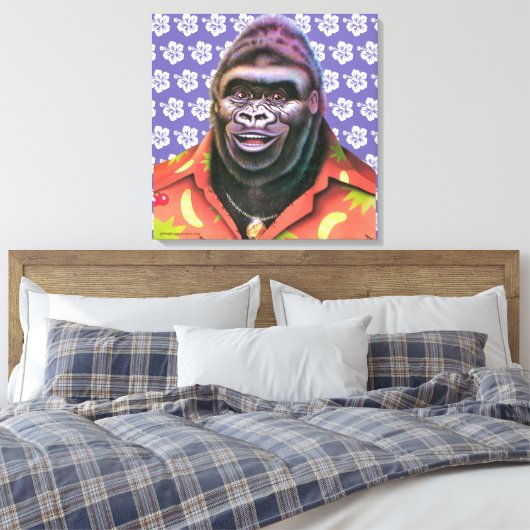 Premium canvas muurkunst ijdele gorilla (Insitu (Slaapkamer))