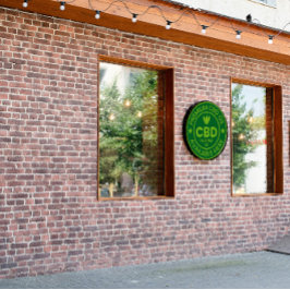 Premium CBD-olie beschikbaar hier advertentie Raamsticker
