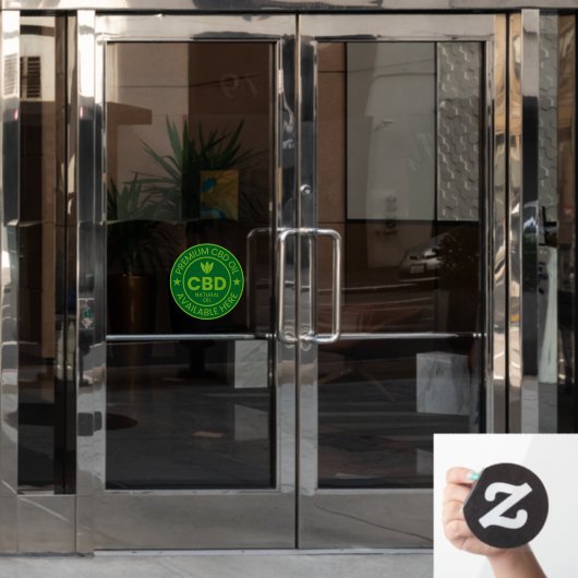 Premium CBD-olie hier verkrijgbaar Advertentie Raamsticker (Kantoordeur)