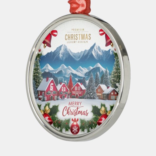 Premium Christmas Village Round Ornament  (Links)