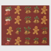 Premium Christmas Wrap – Gingerbread & Bells Cadeaupapier (Vlak)