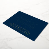 Premium Corporate Navy Blue Seasons Greetings Gold Folie Feestdagenkaart (Gedraaid)