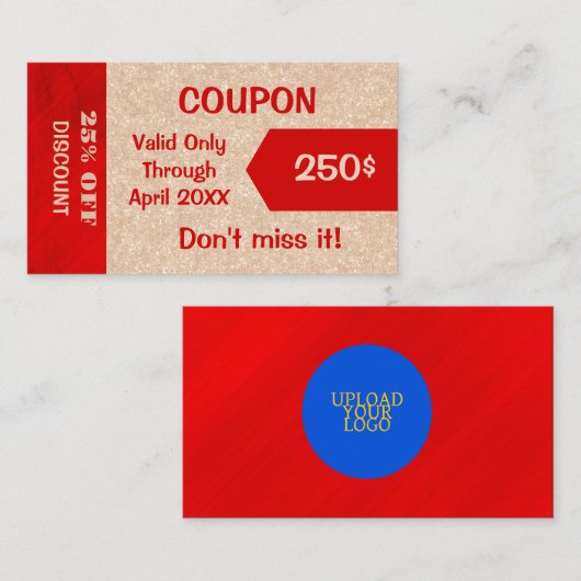 Premium Coupon Discount Kaart (Voorkant / Achterkant)