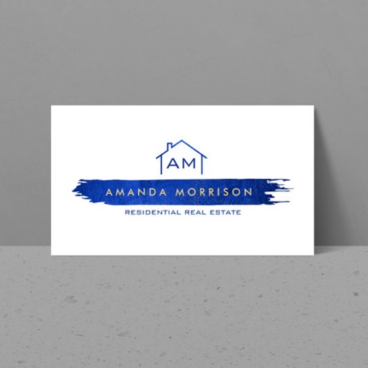 Premium Creative Realtor Home Paint Swash Blauw Visitekaartje