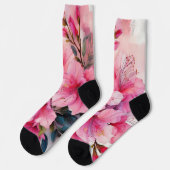 Premium Crew Sokken - Roze Azaleas (Links)