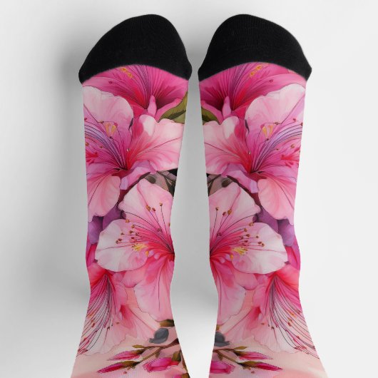 Premium Crew Sokken - Roze Azaleas (Top)