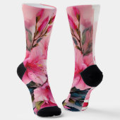 Premium Crew Sokken - Roze Azaleas (Gebogen)